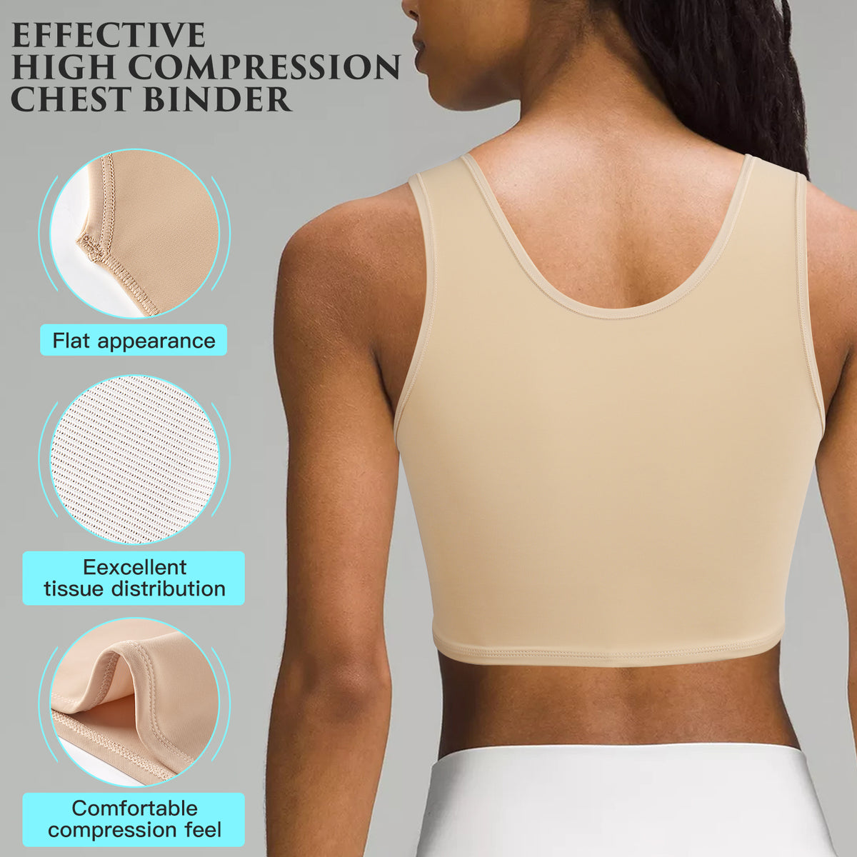 XUJI Half Chest Binder, Compression Bra, Transgender FTM Pullover Design Binder - XUJI Srore