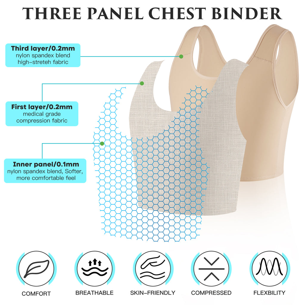 XUJI Half Chest Binder, Compression Bra, Transgender FTM Pullover Design Binder - XUJI Srore