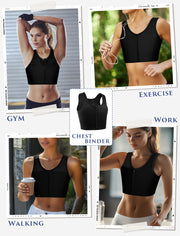 XUJI Chest Binder FTM Transgender Zip Up Binder Breathable Breast Cool Fabric Tank Top - XUJI Srore