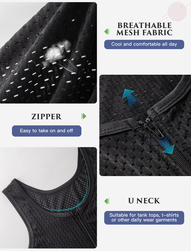 XUJI Chest Binder FTM Transgender Zip Up Binder Breathable Breast Cool Fabric Tank Top - XUJI Srore