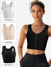 XUJI Chest Binder FTM Transgender Zip Up Binder Breathable Breast Cool Fabric Tank Top - XUJI Srore