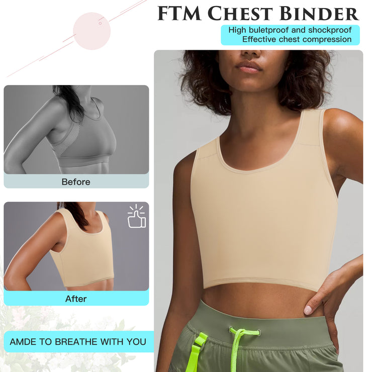 XUJI Half Chest Binder, Compression Bra, Transgender FTM Pullover Design Binder - XUJI Srore