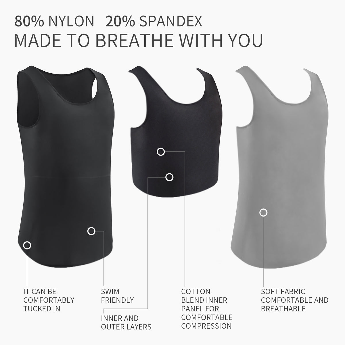 XUJI Breathable Tank Chest Binder - XUJI Srore