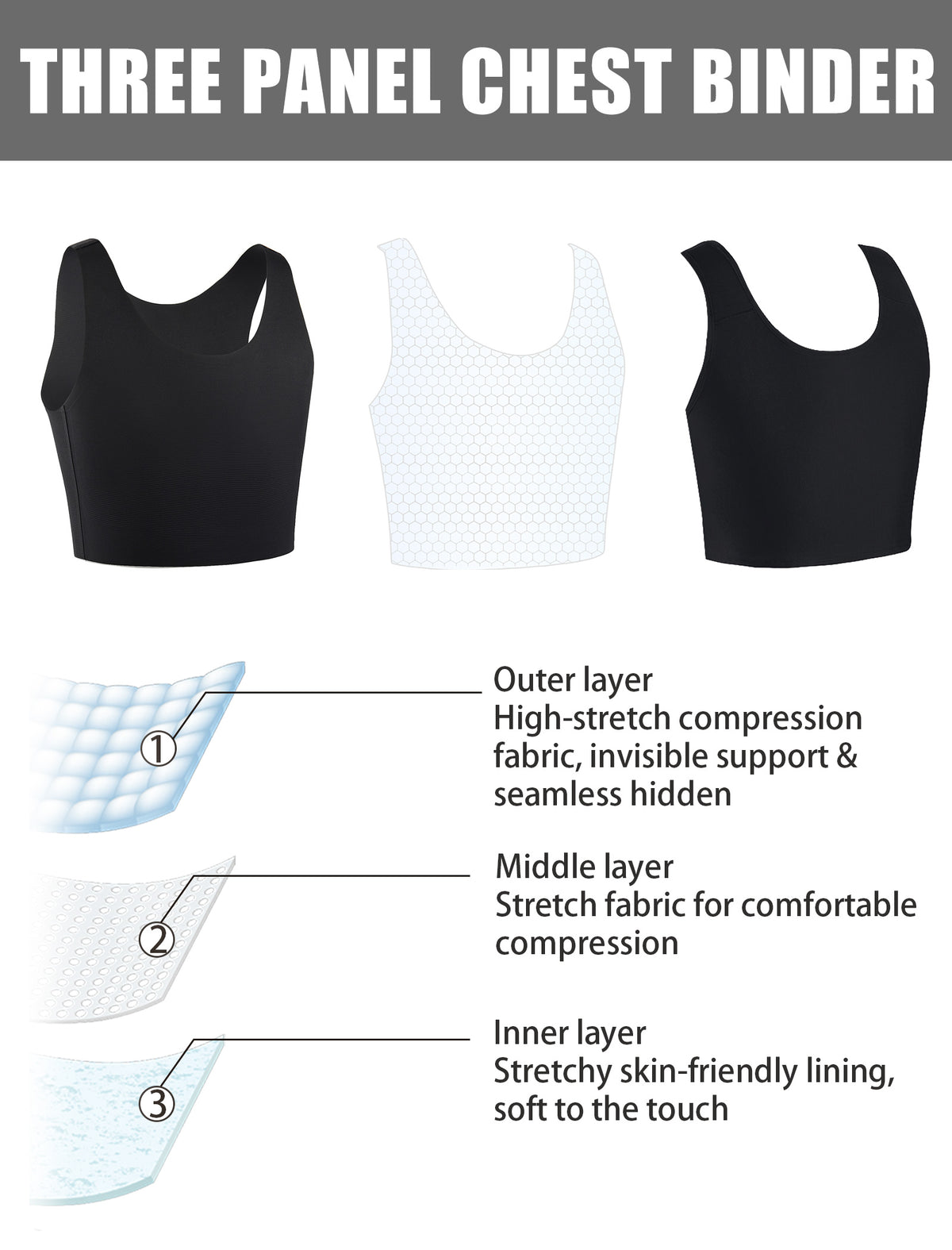 XUJI Seamless Chest Binder Women FTM Transgender Wireless Binder Sport Compression Bra Pullover Tank Top