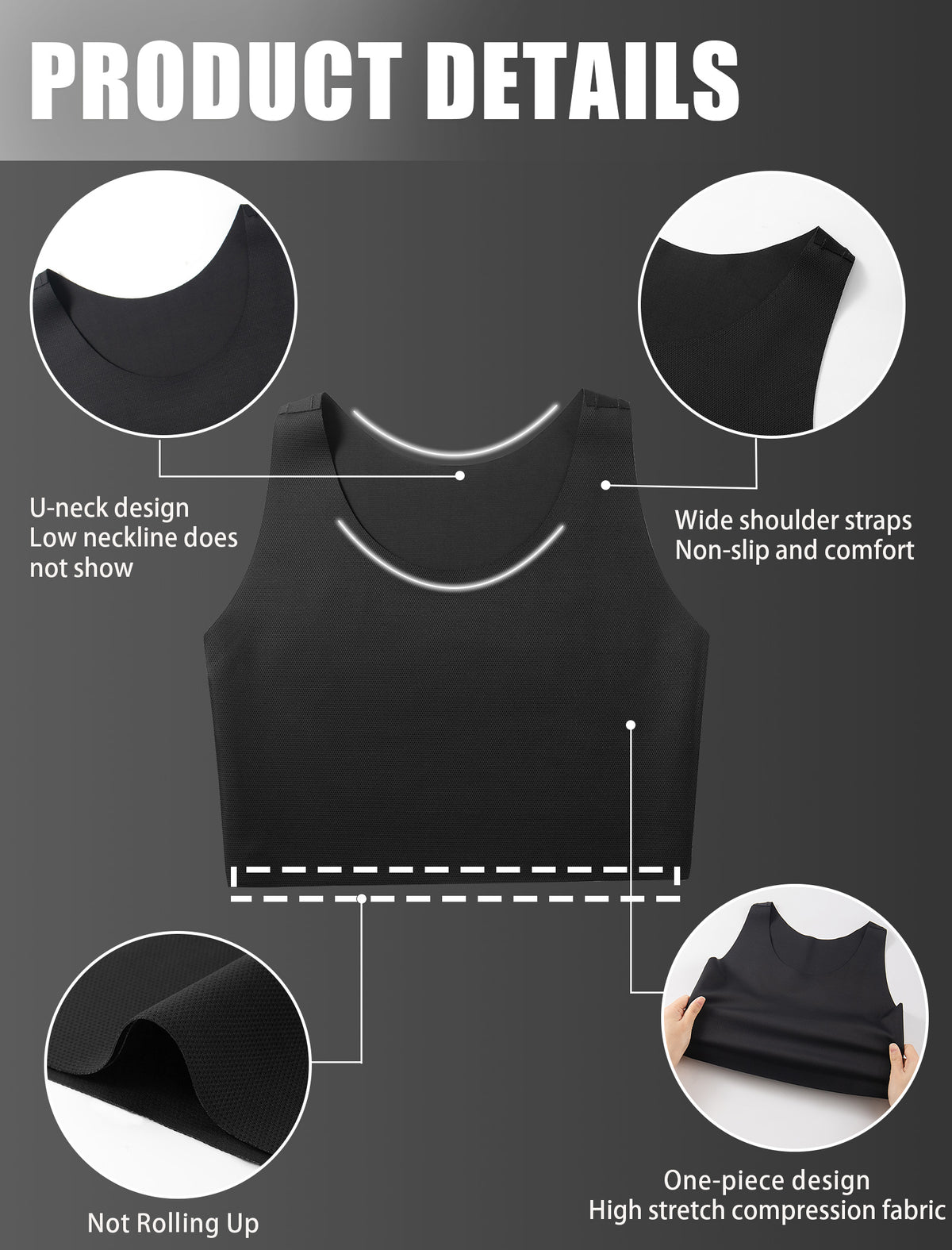 XUJI Seamless Chest Binder Women FTM Transgender Wireless Binder Sport Compression Bra Pullover Tank Top