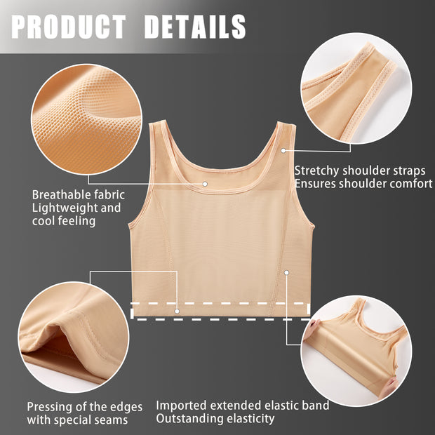 Transgender FTM Trans Breathable Half Chest Binder Compression Bra